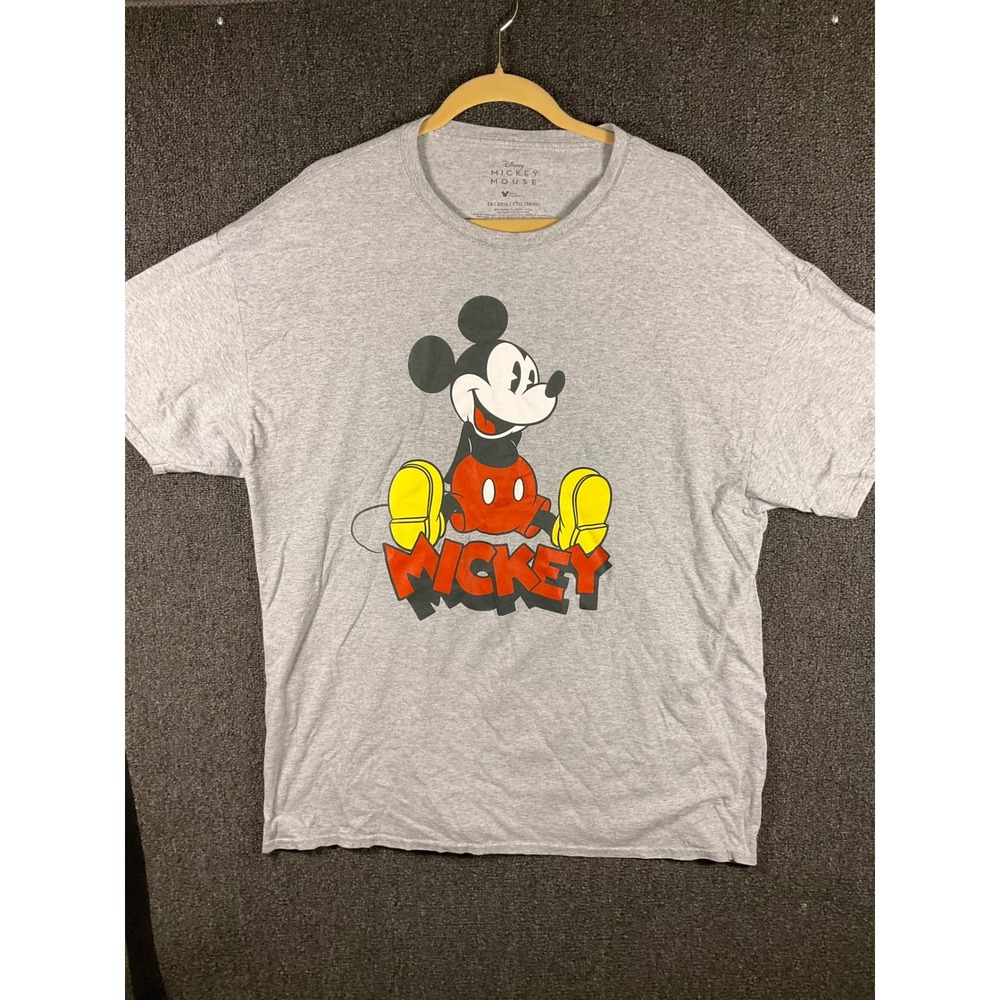 Disney Mickey Mouse Mens 2XL Graphic T-Shirt Gray Short Sleeve Crewneck Cotton